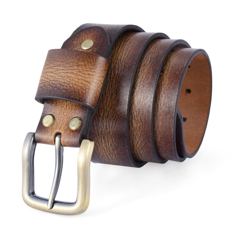 Men's Leather Belt - Genuine Full Grain Buffalo Leather - Free Personalization